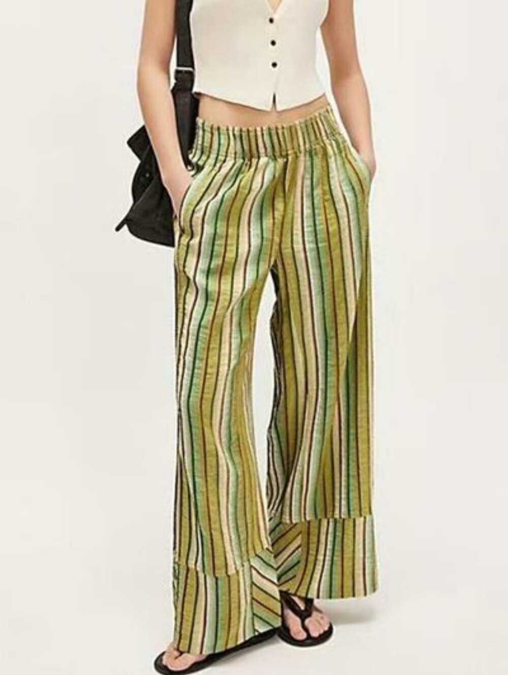 Striped High-Waisted Wide Leg Pants
